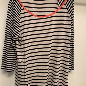 Pink Rose Navy Striped 3/4 Length Sleeve Casual Shirt